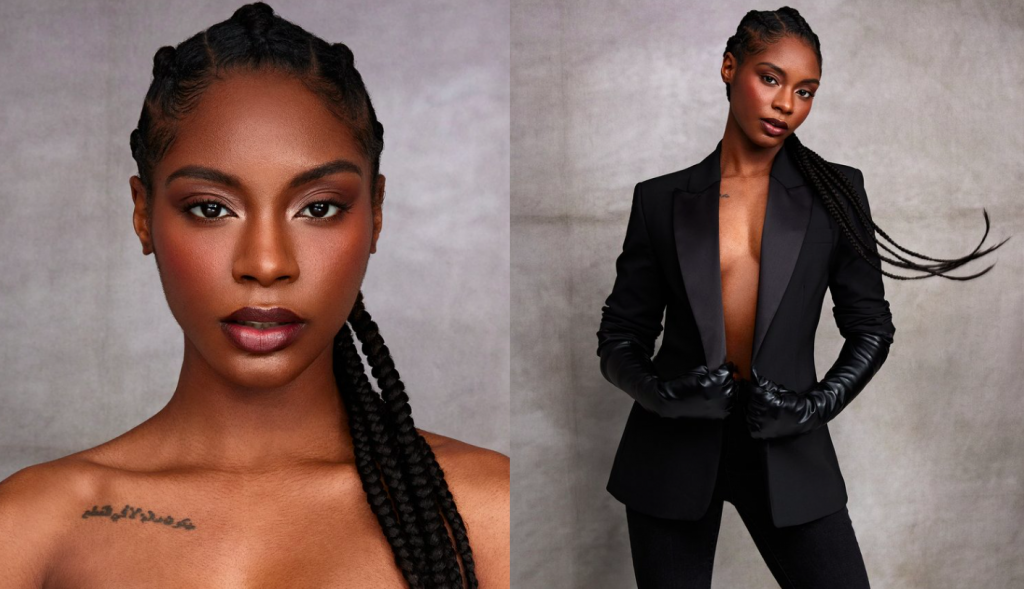 sexy black model with sexy elegant makeup